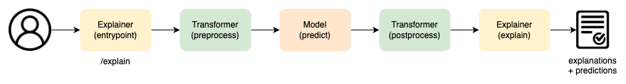 Trained explainer transformer flow